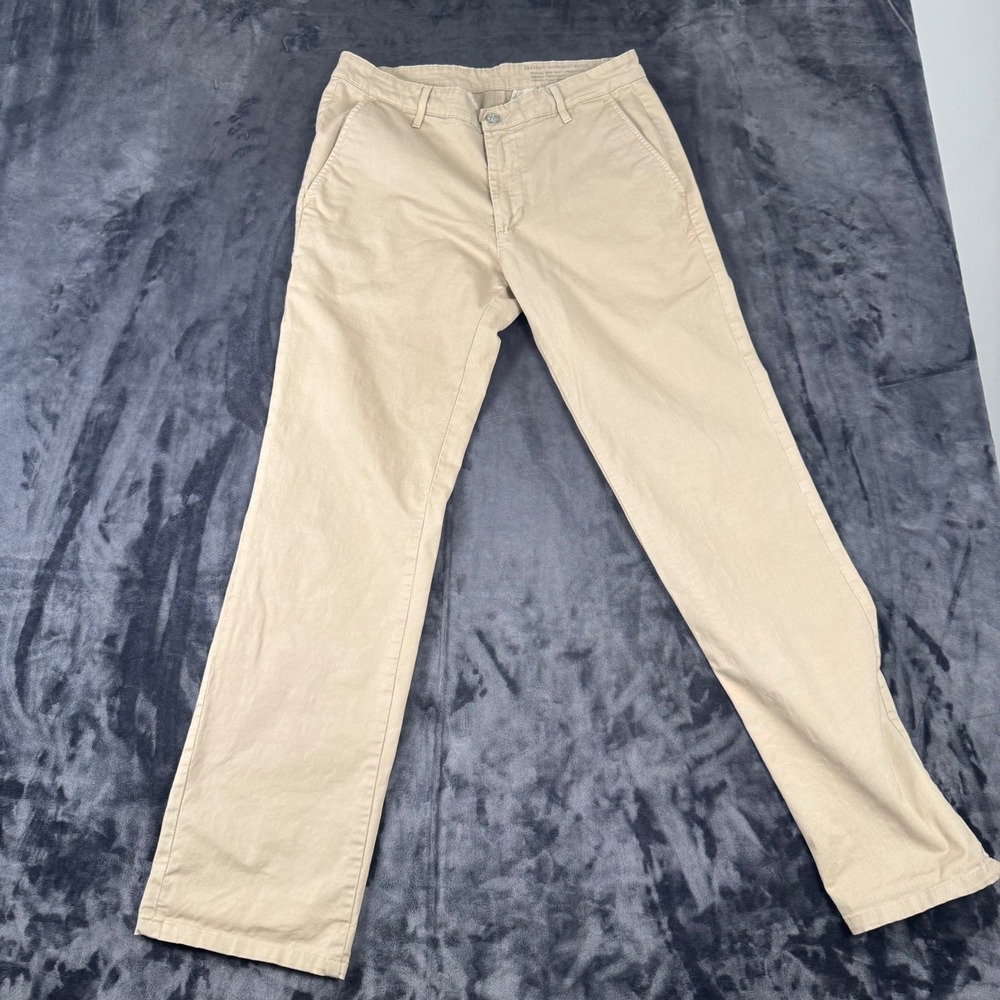 AG Adriano Goldschmied Khaki Pants Mens 32 Tan Straight Leg Stretch Twill 4286